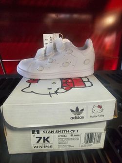 New Baby Girl Toddler Adidas Stan Smith hello kitty Shoes Size 7k 7 Zapatos De Nina tamanio 7