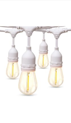 LED Outdoor String Lights 48FT with Dimmable Edison Vintage Shatterproof Bulbs and Commercial Grade Weatherproof Strand - ETL Listed Heavy-Duty Decora