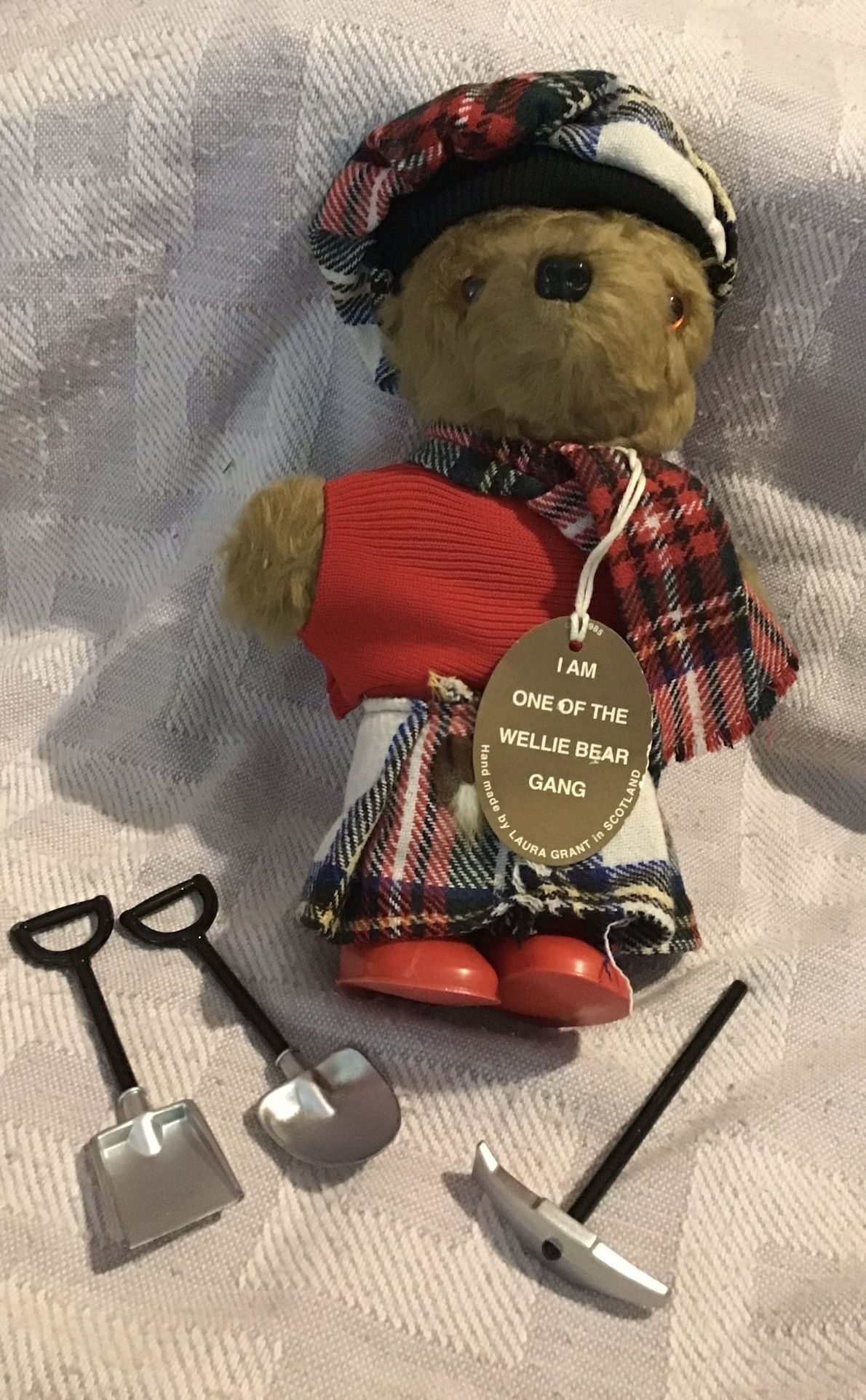 VTG Wellie Bear Gang 10.5" - Stuffed Teddy Hand Made in Scotland by Laura Grant With Tools