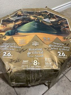 Home Logic Rotating Artificial Christmas Tree Stand w/ 2 Outlets and Holds 2000 Lights