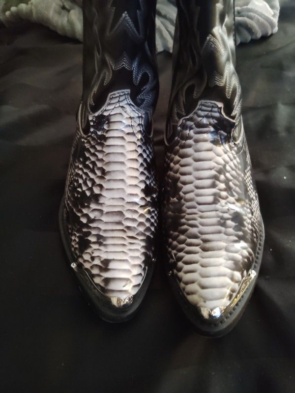 Faux Leather Snakeskin Boots