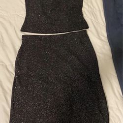 XOXO- Skirt and blouse set, platinum black