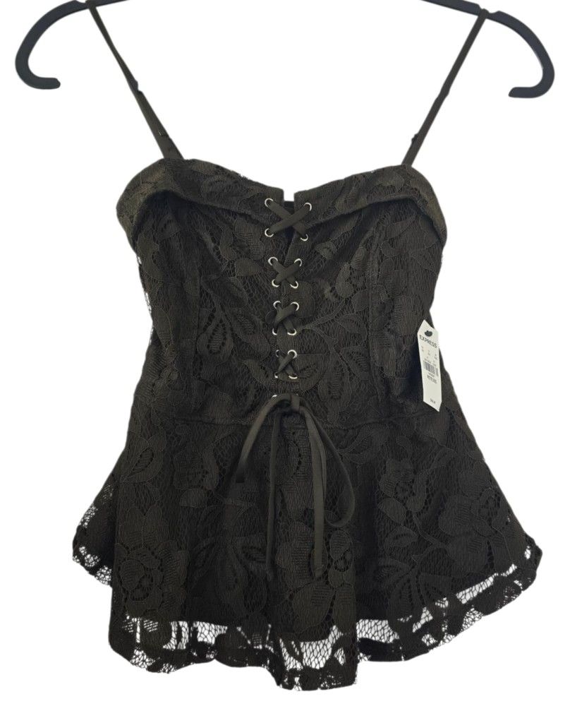 NEW WITH TAG EXPRESS Lace Corset Green Tank Top Petite Size XXS SOLD OUT