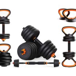 Dumbell & Barbell Set, 88lbs Total