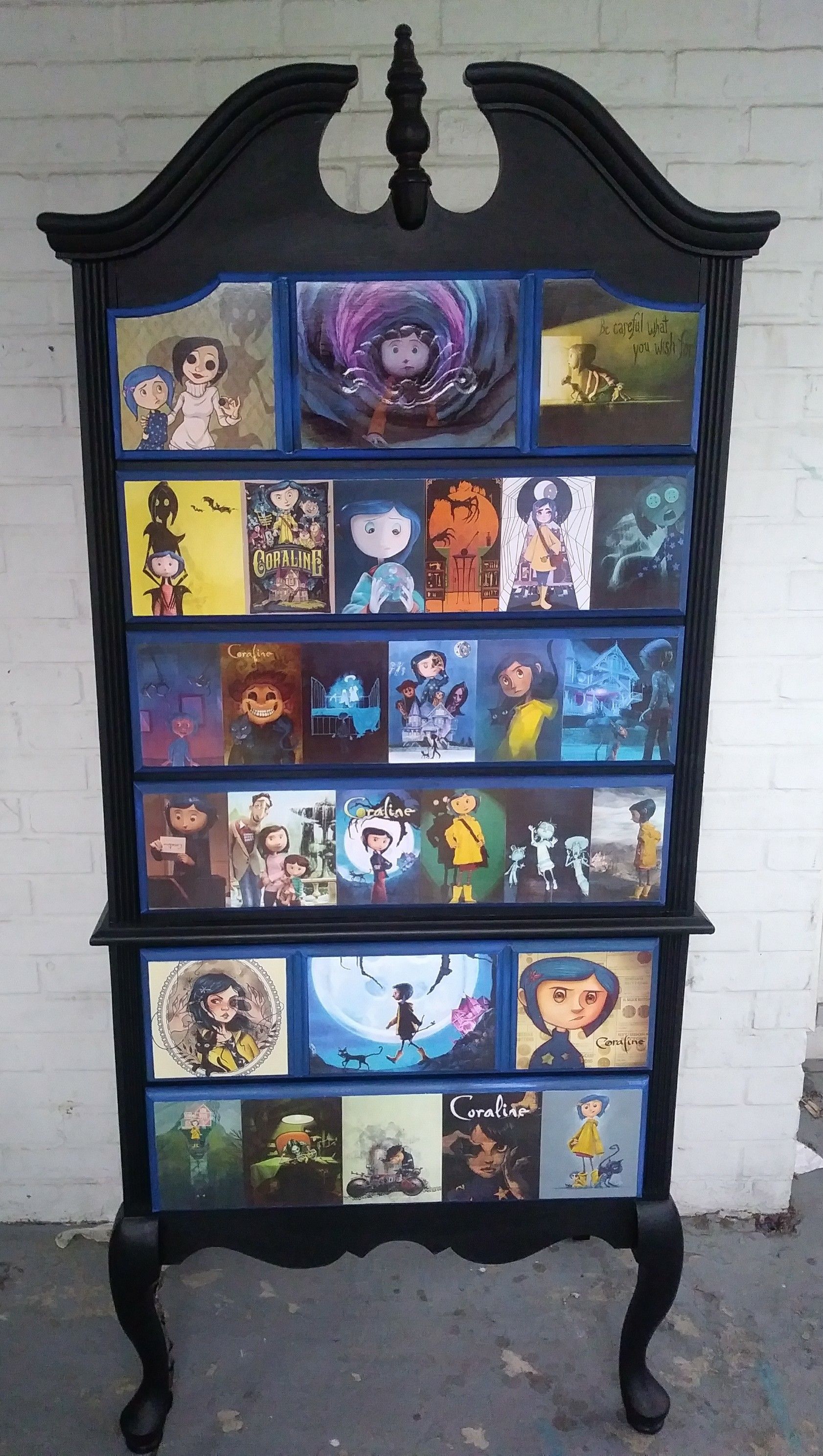 Coraline themed highboy dresser