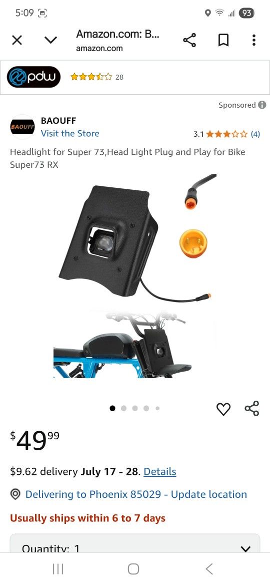 BAOUFF Headlight for Super 73,Head Light Plug and Play for Bike Super73 RX