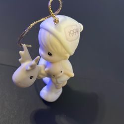 #51 Precious Moments Ornament Boy With Reindeer 