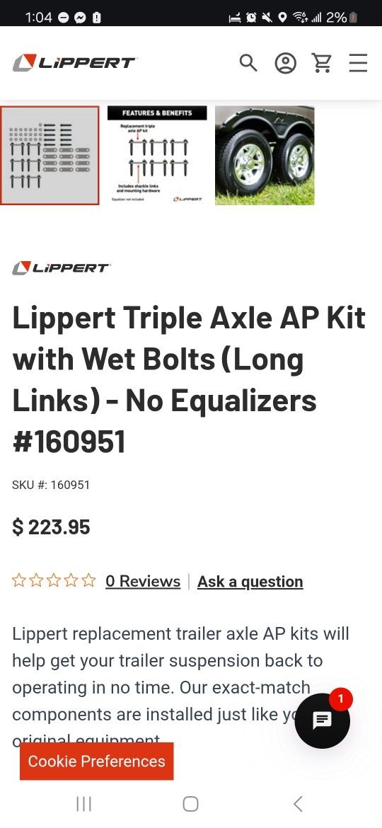 Lippert Triple AP Axle Kit