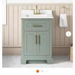 Doveton 24 in. Single Sink Sage Green Bath Vanity with White Engineered Stone Top (Assembled)
