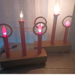 Rare Vintage Retro Christmas LIGHT Candolier For Window Sills (2)


