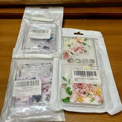 COLLECTION OF 3 BRAND NEW IN PACKAGING:  Samsung Galaxy Z Flip 3 5G Case Clear with Design Floral / Butterfly/ Flower Cute Colorful TPU & PC Transpare