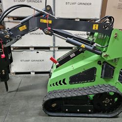 Stand On Track Tire Skid Steer Briggs & Stratton With Hydraulic Breaker Hammer And Bucket