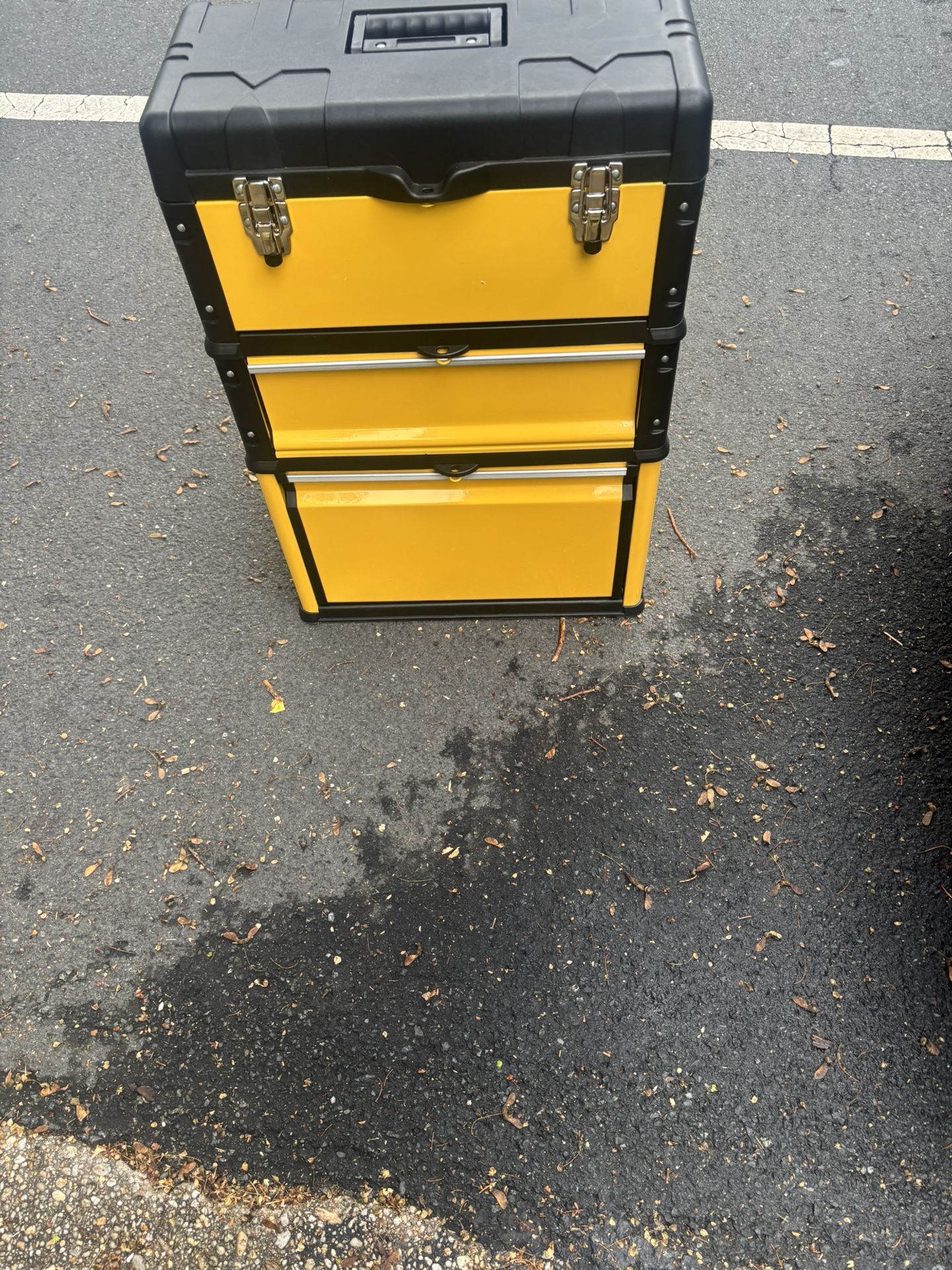 Auto Dynasty Caja de herramientas apilable de 3 niveles, organizador separado de herramientas con ruedas, caja de herramientas vertical 3 en 1 para ga