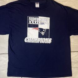 Super Bowl XXXIX New England Patriots NFL Shirt Brady Seymour Bruschi XL Navy