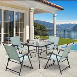 5-Piece Metal Square Outdoor Dining Set 