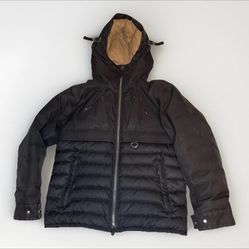 Burberry Linby Monogram Black Beige Goose Down Feathers Jacket Men’s Size XS Nylon 