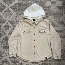 NWOT Little Bipsy hooded corduroy shacket in oat Size 9-10