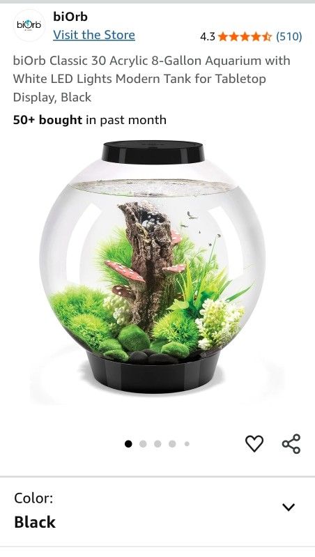 biOrb Classic 30 Acrylic 8-Gallon Aquarium with White LED Lights+ Water Heater