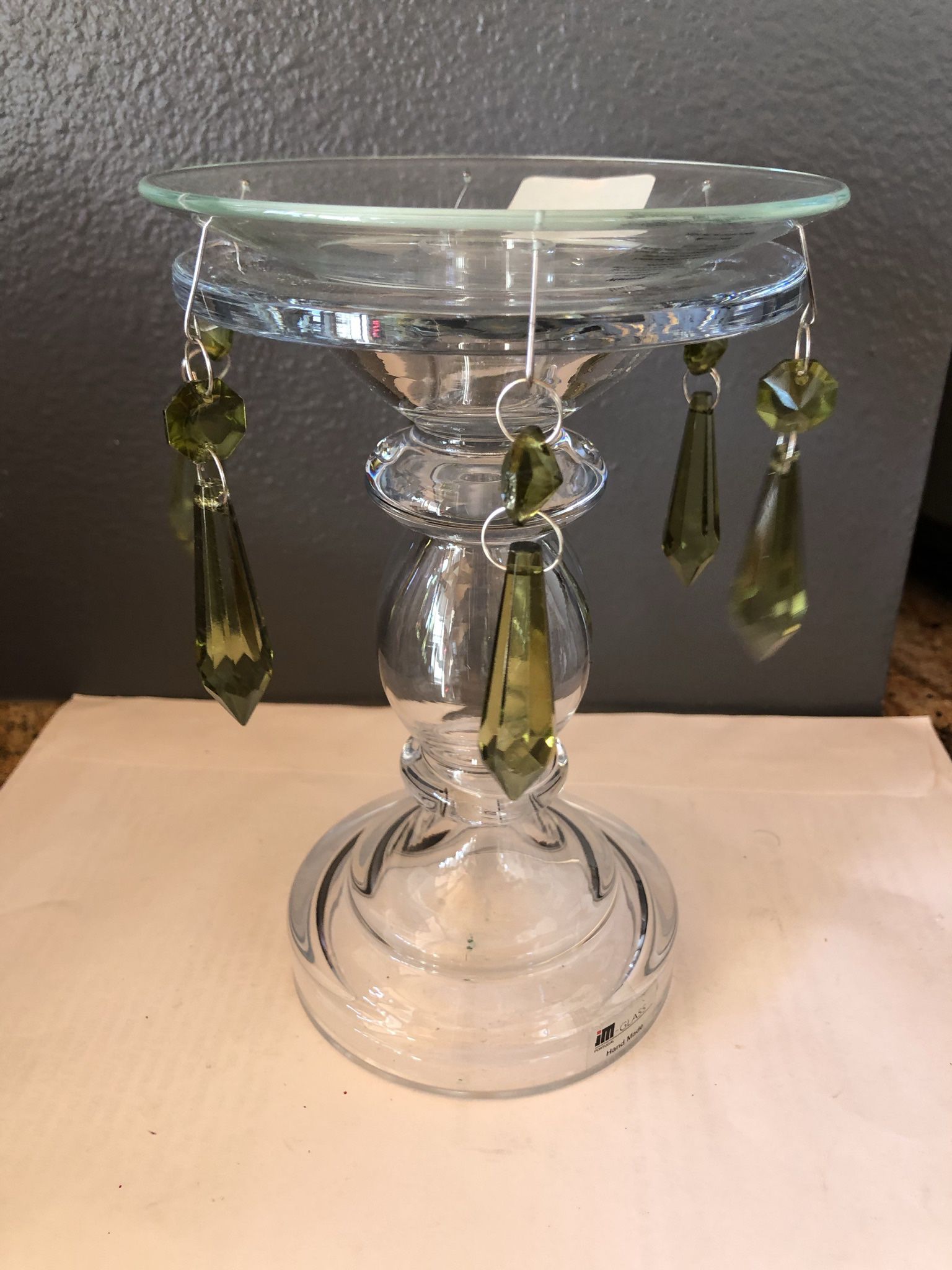 Pottery Barn NWT Set Of 2 Green Glass Crystal Chandelier Bobeche 
