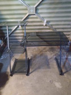 Computer Desk Smoked Glass No Damage $25