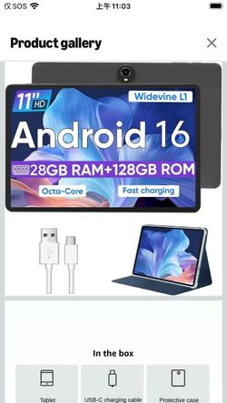 Android 16 Tablet,11 Inch Tablets with Octa Core Processor, 28GB RAM 128GB ROM 1TB Expand, Widevine L1, 8000mAh Battery, 2.4/5Ghz Dual WiFi/GPS/FM, 5/