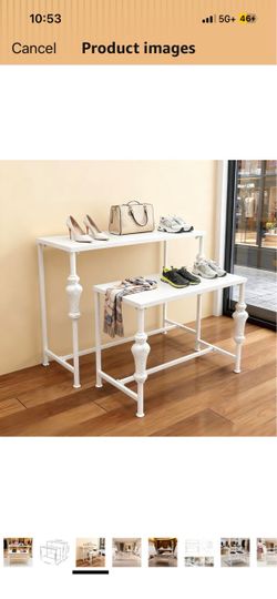 New set of 2 display tables metal