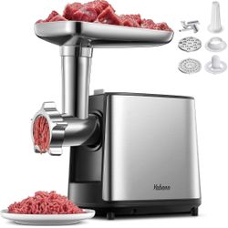 Yabano 3000W Max Heavy Duty Electric Meat Grinder with Sausage Stuffer Maker & Kubbe Kit, 2 Stainless Steel Grinding Plates for Home & Restaurant(Silv