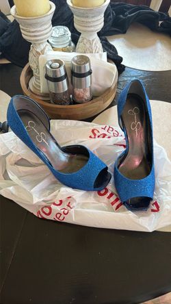 Blue Glitter Heels, size 10