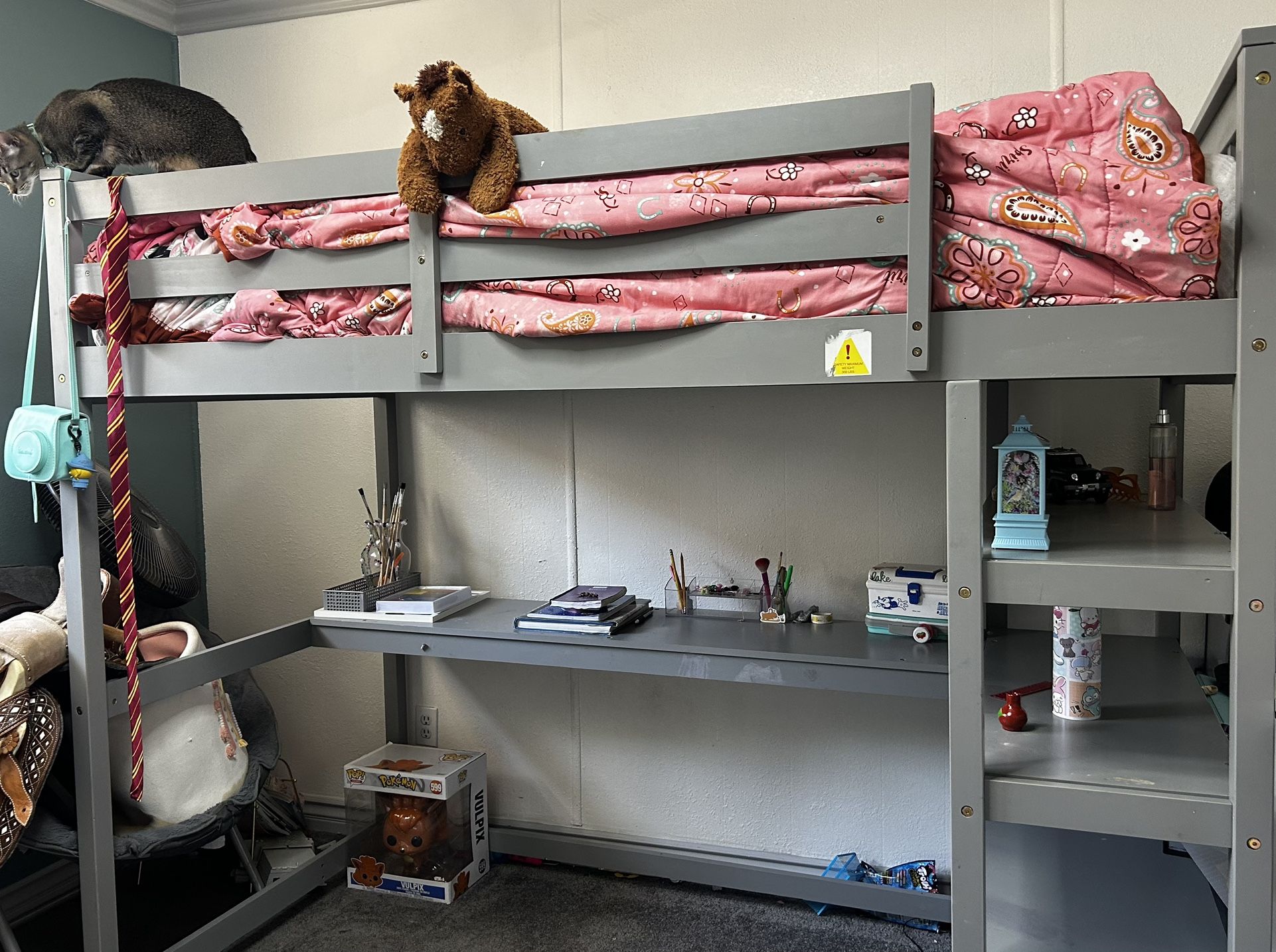 Loft Bed With Desk and Shelves