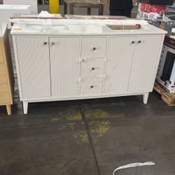 Sylvie 60 in. Double Sink Fluted Dove B athroom Van