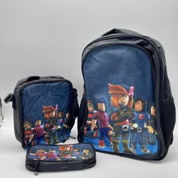 Kids Bag School Travel Backpack Lunch Bag Pencil Case Set video Game Character Design 