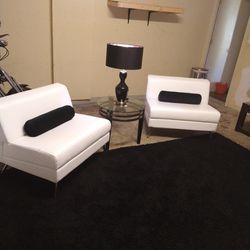 White Leather Living Room And Dinette Set