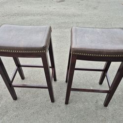 2 Leather Bar Stools