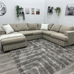 Living Spaces Cream Sectional Couch - Free Delivery 