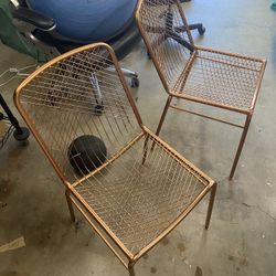 Pair of Rose Gold Dining Chairs