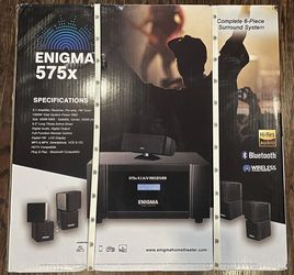 Enigma 575x- Home Theater 5.1 Surround Sound System Bluetooth Original Price $2477 speakers New & Never Been Open + 2 Year Warranty