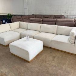 Cream Henredon 6pc Sectional Couch