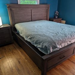 King Size Bed Frame And End Tables Raymour And Flanigan 