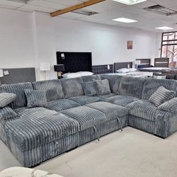 Brand New Super Plush Comfy Pullout Corduroy Sectional