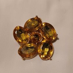 Large Yellow Citrine Brooch Pin