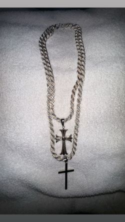 Silver rope chains with pendants and bracelets