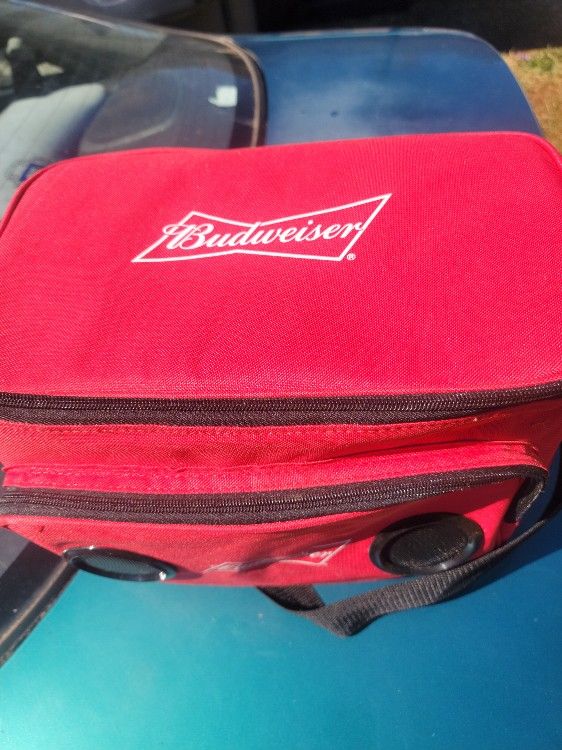 Used Budweiser Cooler With Bluetooth Speakers 