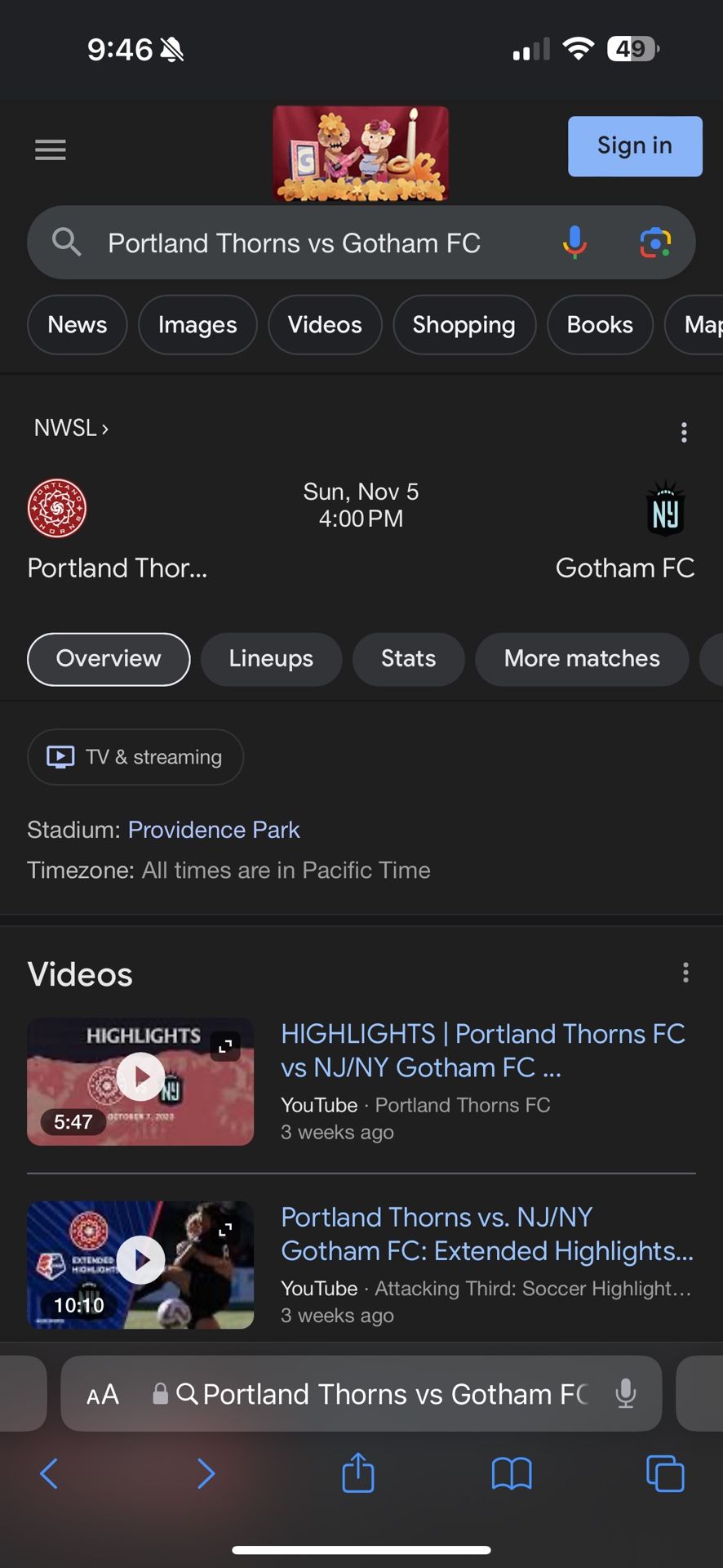 Thorns Vs Gotham Fc