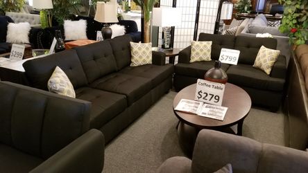 Brand new ash black linen sofa + loveseat 2PCs set
