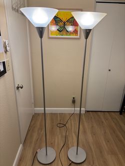 2 Modern Silver Floor Lamps