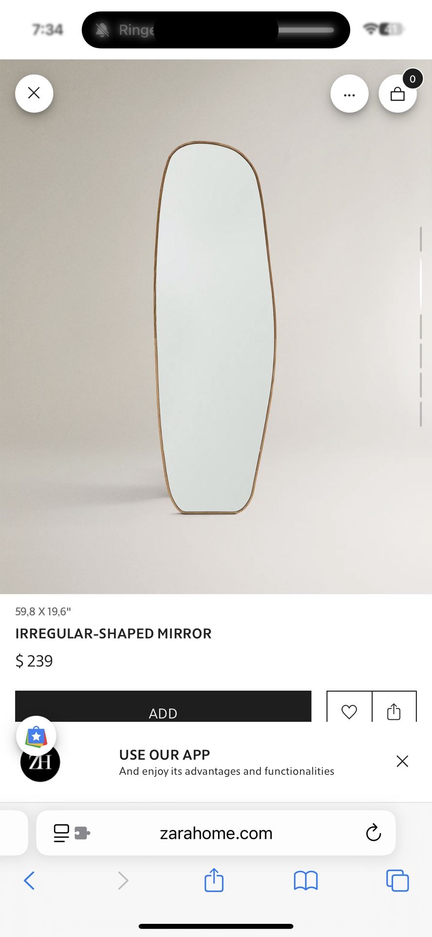 ZARA HOME- IRREGULAR SHAPED MIRROR