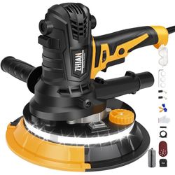 7" Handheld Drywall Sander 900W, 1RPM Portable Electric Wall Polishing Machine,Electric Drywall Sander with Vacuum, LED light,Rough and fine S
