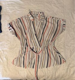 (M) Sweet Rain - Striped Wrap Blouse