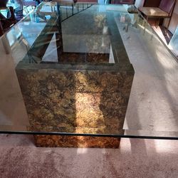7' By 4' Glass Top Dining Room Table 
