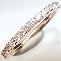 Rose Gold Half Infinity Diamond Wedding Ring Size 10.5